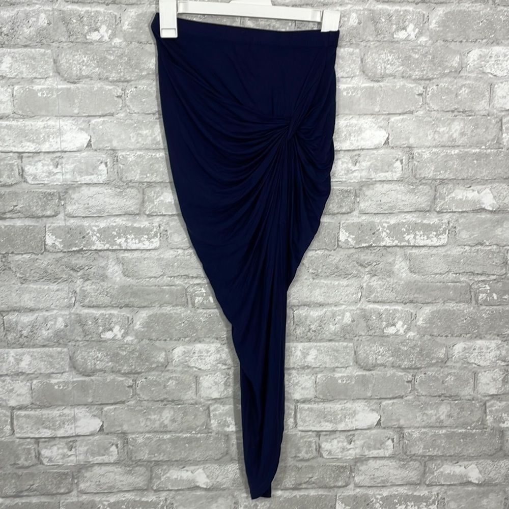Iris Navy Twisted Asymmetrical Skirt